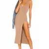 Michael Costello X REVOLVE Variegated Rib Bodycon Dress In Taupe -Michael Costello Outlet Store MELR WD338 V1