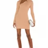Michael Costello X REVOLVE Asymmetrical Neckline Mini Dress In Nude -Michael Costello Outlet Store MELR WD356 V1