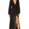 Michael Costello X REVOLVE Layla Wrap Dress In Black -Michael Costello Outlet Store MELR WD384 V1