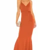 Michael Costello X REVOLVE Genevieve Maxi Dress In Burnt Sienna -Michael Costello Outlet Store MELR WD404 V1
