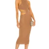 Michael Costello X REVOLVE Athena Midi Dress In Mushroom -Michael Costello Outlet Store MELR WD408 V1