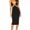 Michael Costello X REVOLVE Robin Midi Dress In Black -Michael Costello Outlet Store MELR WD464 V1
