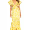 Michael Costello X REVOLVE Rae Maxi Dress In Yellow & White -Michael Costello Outlet Store MELR WD494 V1