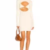 Michael Costello Dani Layered Bra & Mini Dress In Cream