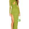 Michael Costello X REVOLVE Lauren Maxi Dress In Green Croc -Michael Costello Outlet Store MELR WD505 V1