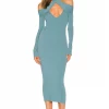 Michael Costello X REVOLVE Lora Midi Dress In Aqua -Michael Costello Outlet Store MELR WD515 V1
