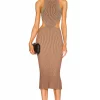 Michael Costello Lenora Dress In Brown -Michael Costello Outlet Store MELR WD538 V1