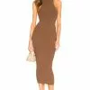Michael Costello Annalie Long Midi Dress In Deep Taupe