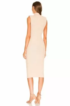 Michael Costello Diedre Dress In Stone -Michael Costello Outlet Store MELR WD557 V3