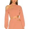 Michael Costello Asym Cut Out Dolman Sweater In Blush Nude -Michael Costello Outlet Store MELR WK18 V1