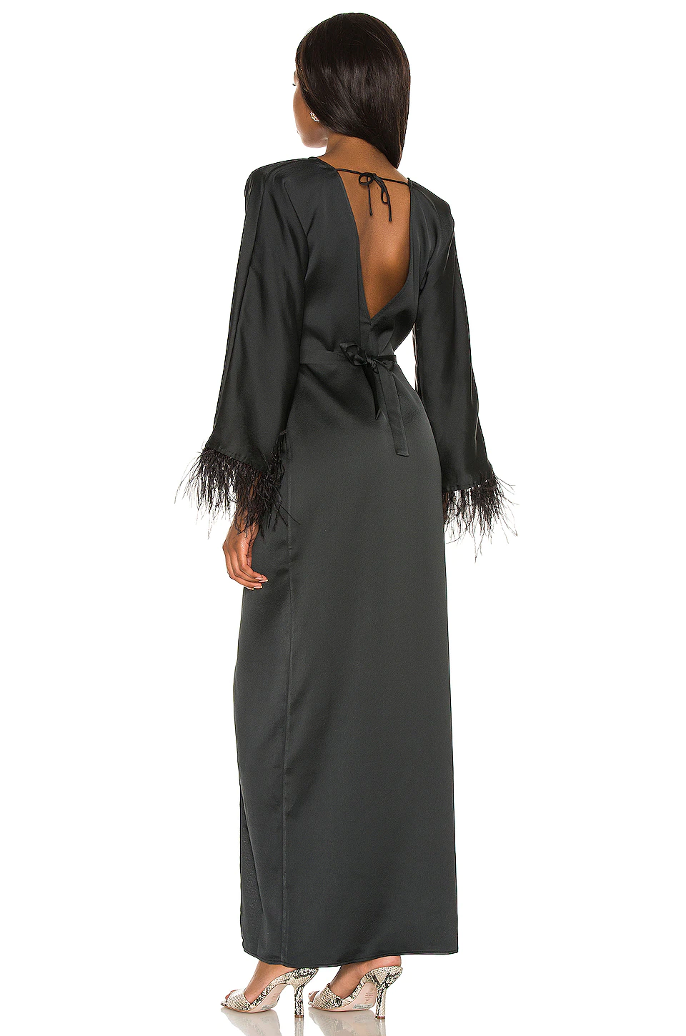 Michael Costello X REVOLVE Feather Trim Robe In Black 5 Michael Costello X REVOLVE Feather Trim Robe In Black - Image 4