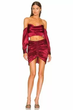 Michael Costello X REVOLVE Daxton Mini Skirt In Deep Red -Michael Costello Outlet Store MELR WQ38 V4