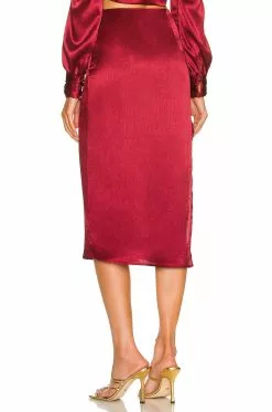 Michael Costello X REVOLVE Annika Midi Skirt In Deep Red -Michael Costello Outlet Store MELR WQ39 V3
