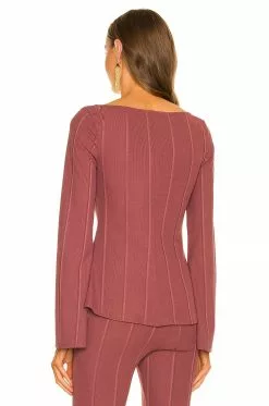 Michael Costello X REVOLVE Emily Long Sleeve Top In Deep Mauve -Michael Costello Outlet Store MELR WS107 V3