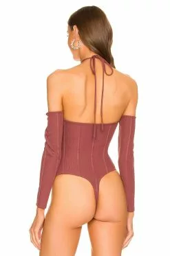 Michael Costello X REVOLVE Hattie Bodysuit In Deep Mauve -Michael Costello Outlet Store MELR WS115 V4