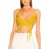 Michael Costello Livia Crossover Knit Top In Yellow -Michael Costello Outlet Store MELR WS119 V1