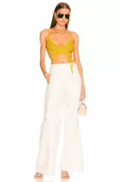 Michael Costello Livia Crossover Knit Top In Yellow 9 Michael Costello Livia Crossover Knit Top In Yellow -Michael Costello Outlet Store MELR WS119 V4