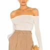 Michael Costello X REVOLVE Jace Off Shoulder Bodysuit In Oatmeal -Michael Costello Outlet Store MELR WS64 V1