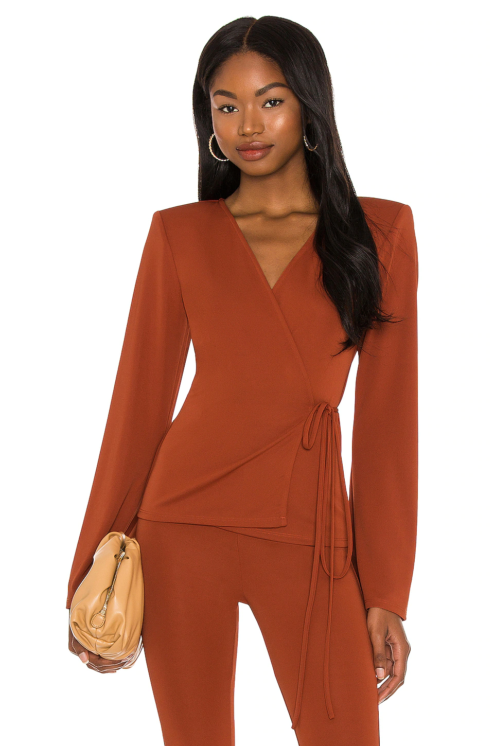 Michael Costello X REVOLVE Eloise Wrap Top In Burnt Sienna