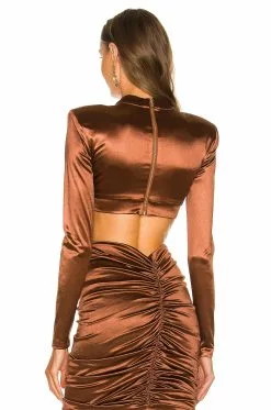 Michael Costello X REVOLVE Crosby Crop Top In Brown -Michael Costello Outlet Store MELR WS82 V3