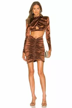 Michael Costello X REVOLVE Crosby Crop Top In Brown -Michael Costello Outlet Store MELR WS82 V4