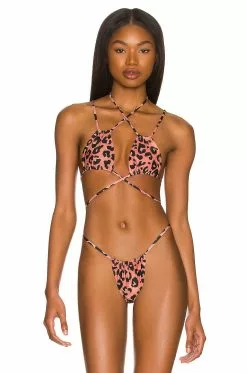 Michael Costello Sierra Top In Rusty Orange Cheetah